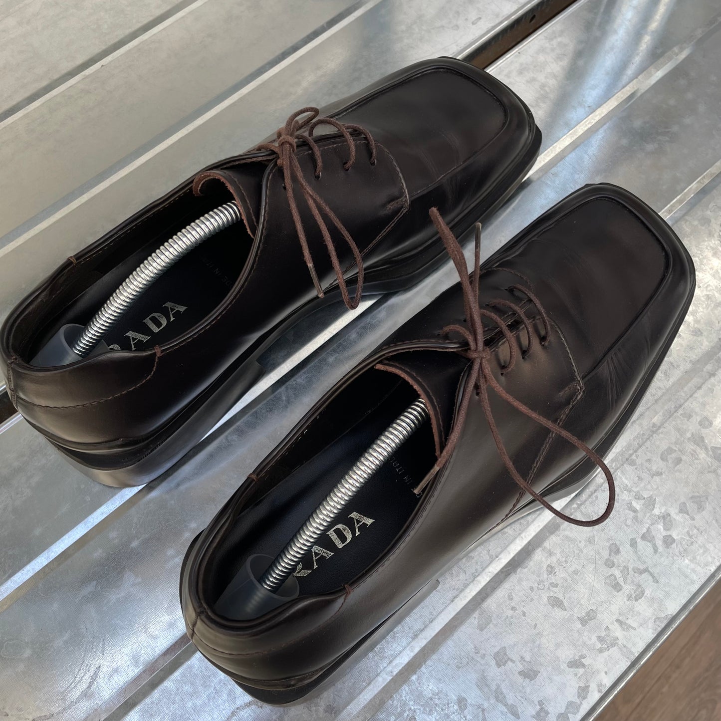 Prada Black FW99 Leather Square Toe Oxford Shoes