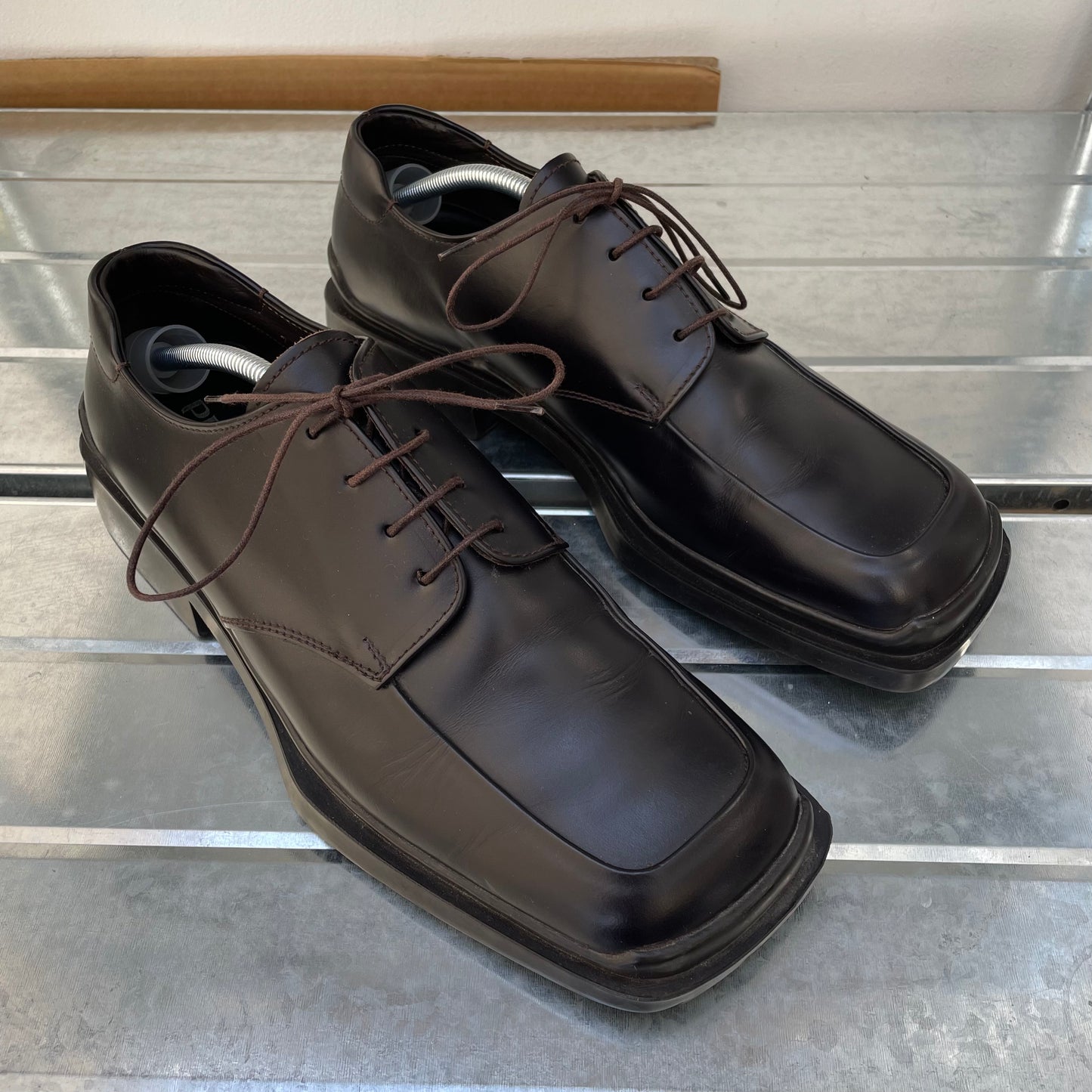 Prada Black FW99 Leather Square Toe Oxford Shoes