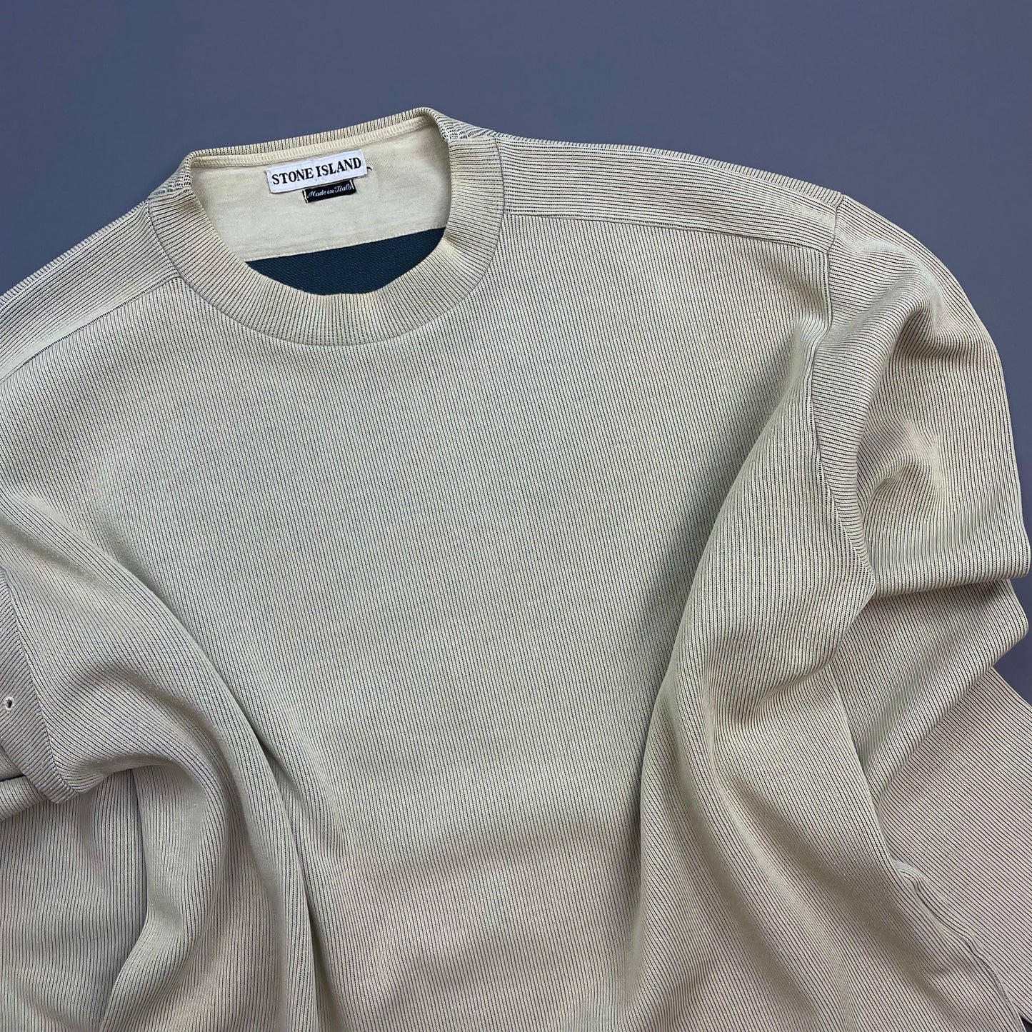 Stone Island Beige SS98 Ribbed Cotton Blend Technical Jumper