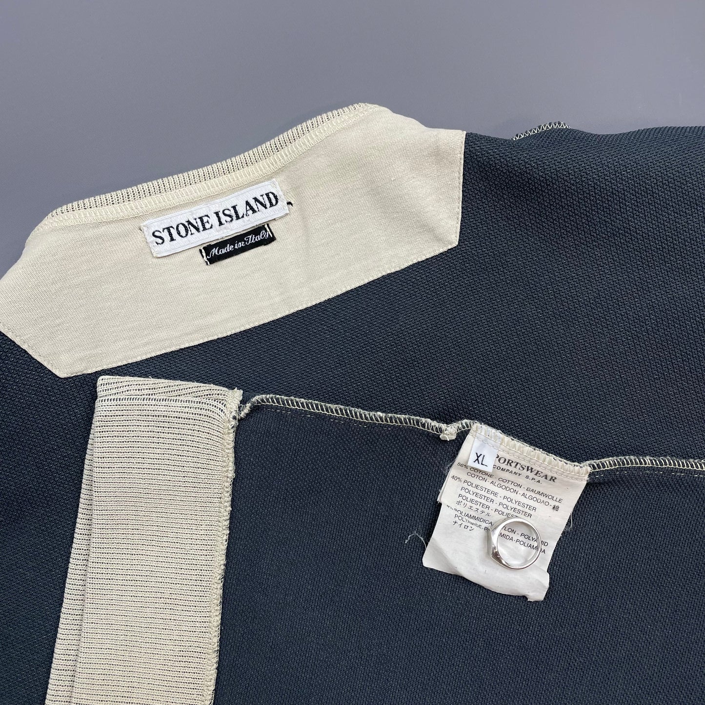 Stone Island Beige SS98 Ribbed Cotton Blend Technical Jumper