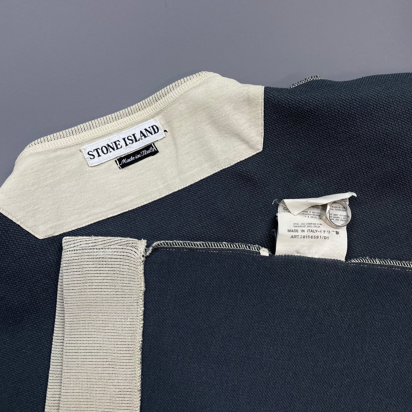 Stone Island Beige SS98 Ribbed Cotton Blend Technical Jumper