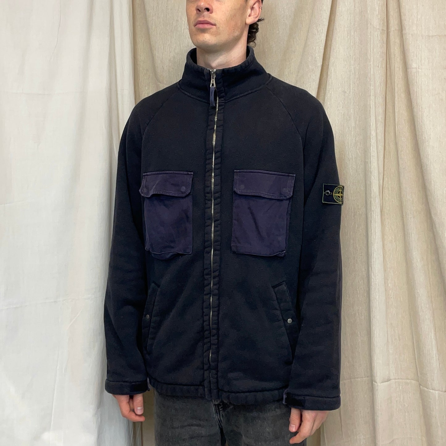 Stone Island Dark Grey AW99 Fleece-Lined Thick Cotton Jacket