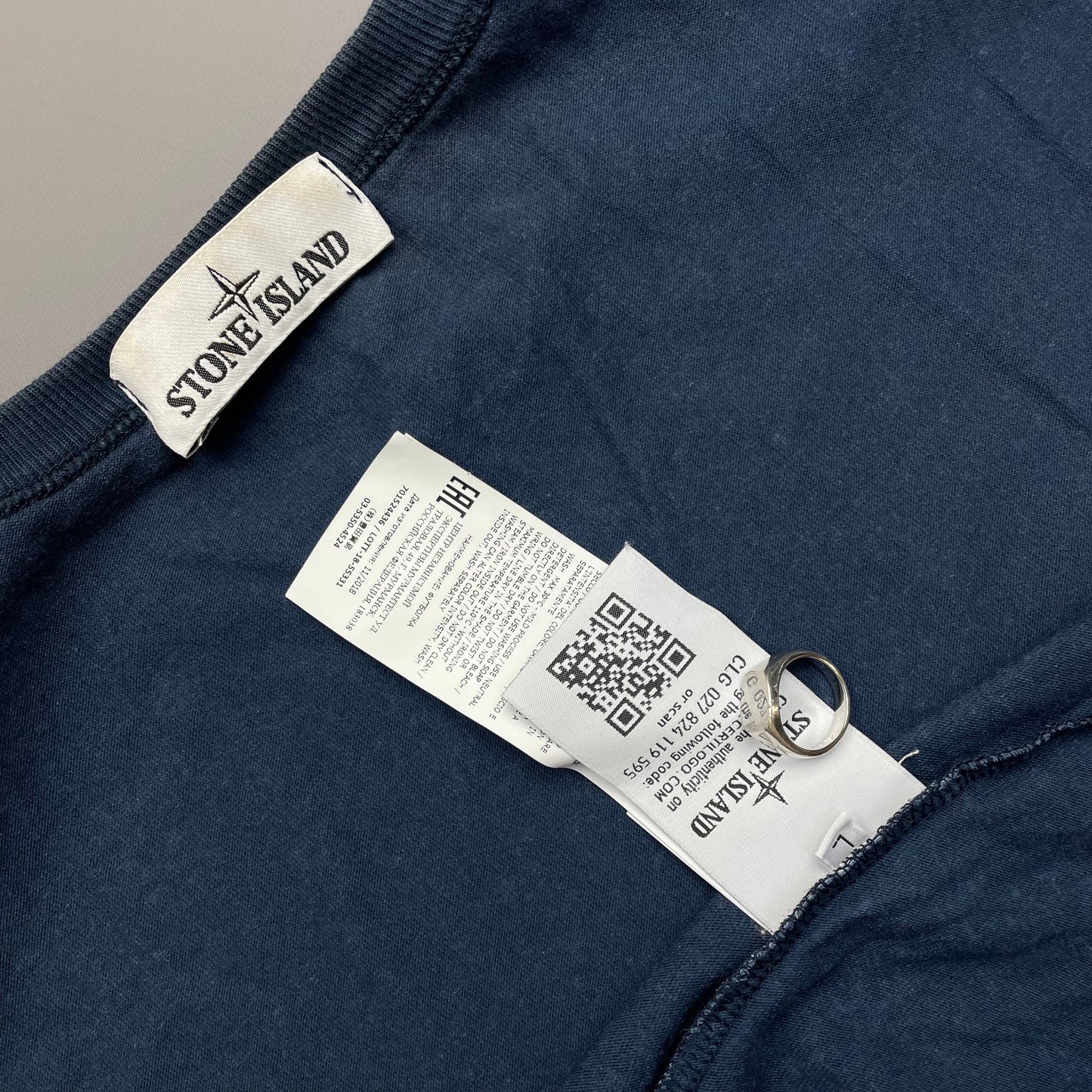 Stone Island Long Sleeve Contrast Blue Tee