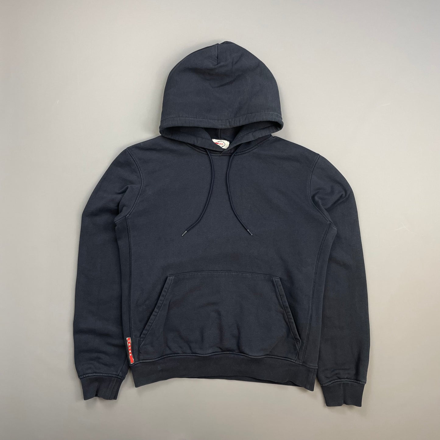 Prada Sport Navy Drawstring Zip-Through Cotton Hoodie