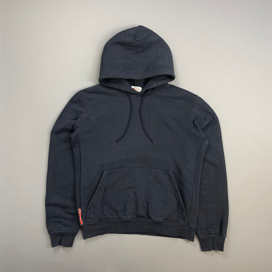 Prada Sport Navy Drawstring Zip-Through Cotton Hoodie