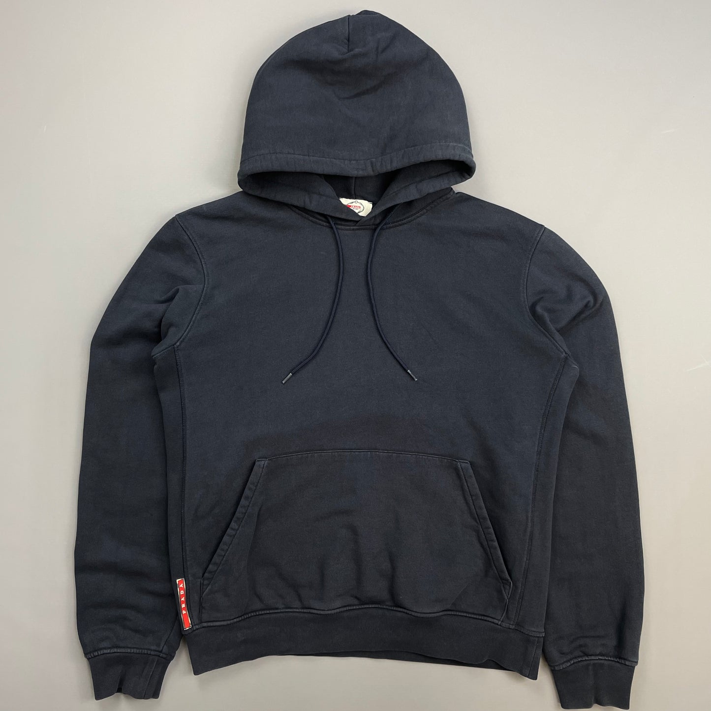 Prada Sport Navy Drawstring Zip-Through Cotton Hoodie