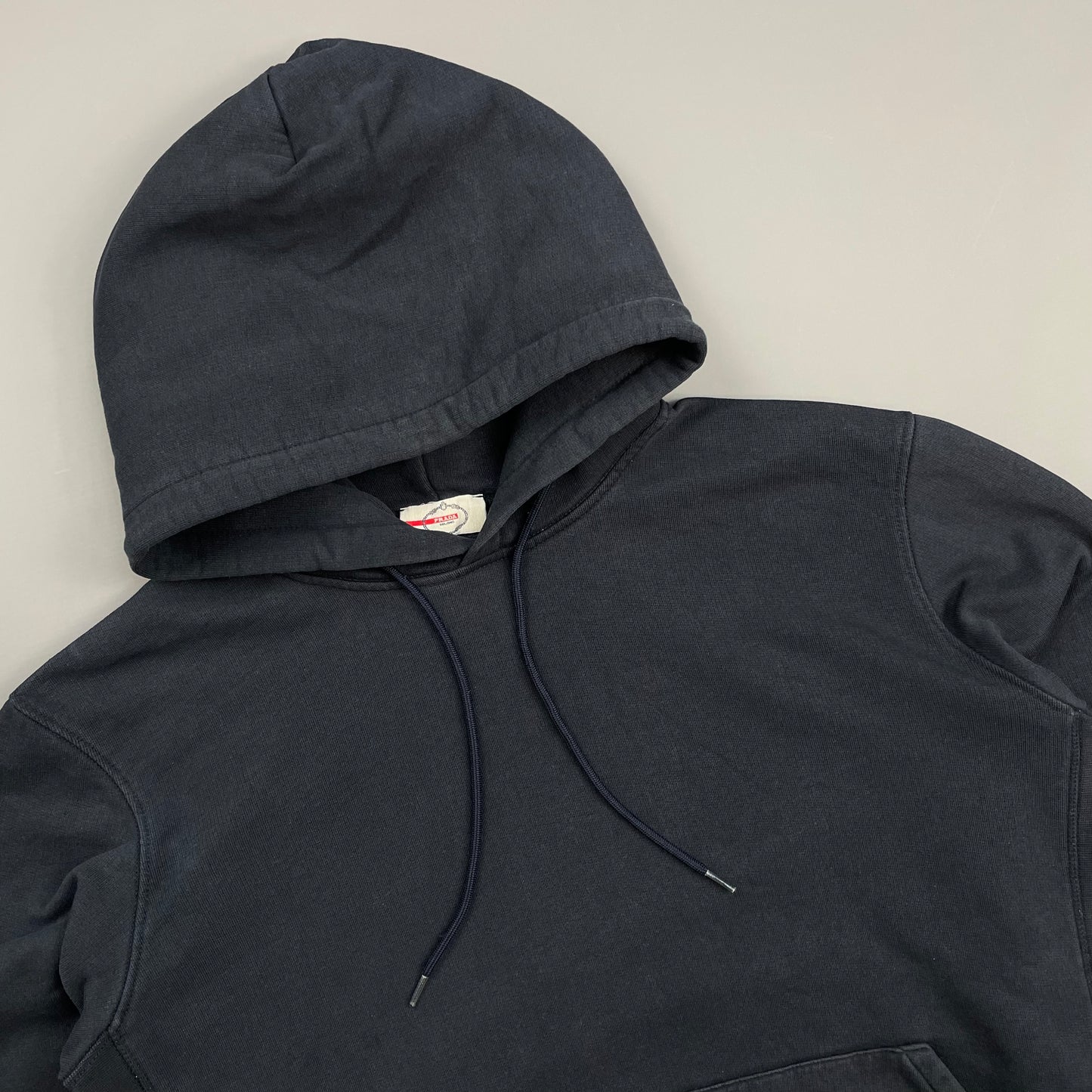 Prada Sport Navy Drawstring Zip-Through Cotton Hoodie