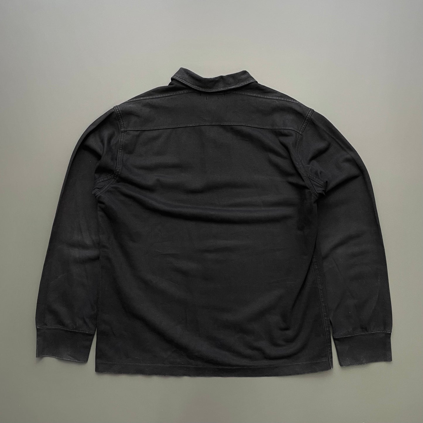 Stone Island Black SS05 Coated Cotton Longsleeve Polo Shirt