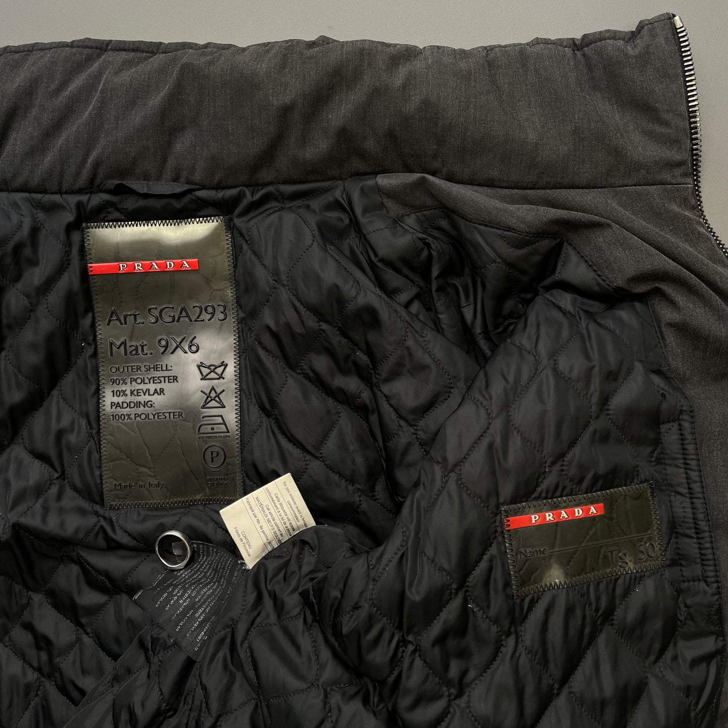Prada Sport Grey 00s Kevlar Padded Ski Jacket
