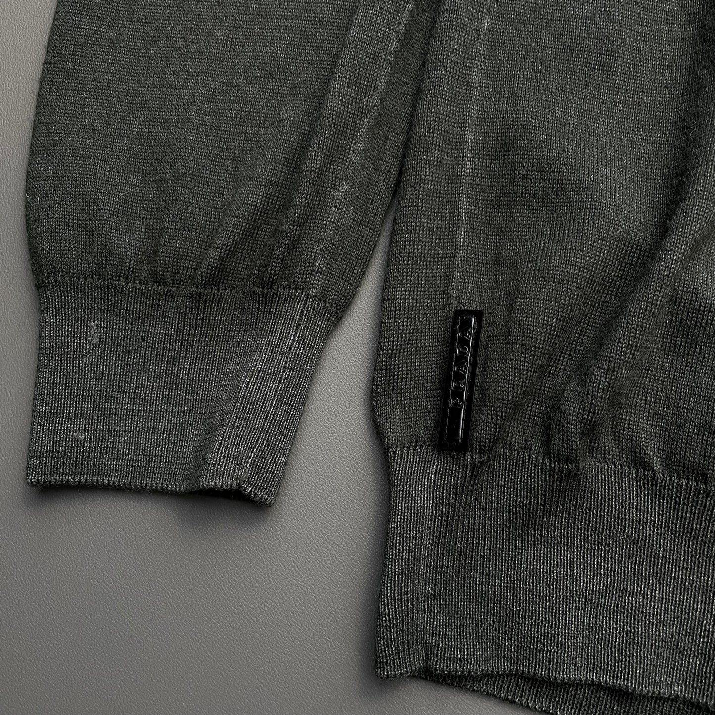Prada Sport Forest Green 2009 Virgin Wool V-Neck Knit Jumper