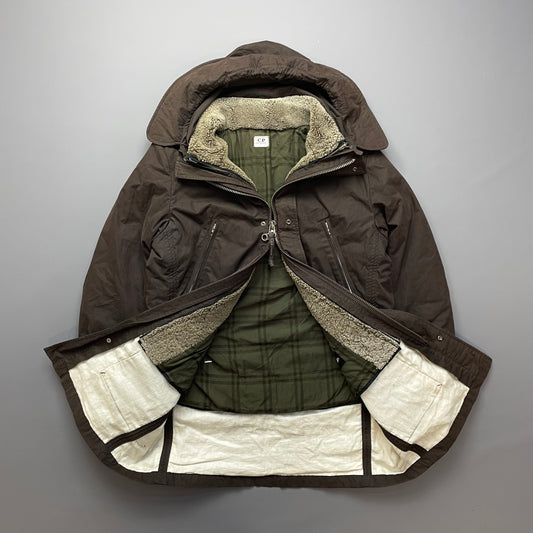 C.P. Company Brown Shearling Lined Piuma Doca Parka Coat AW05