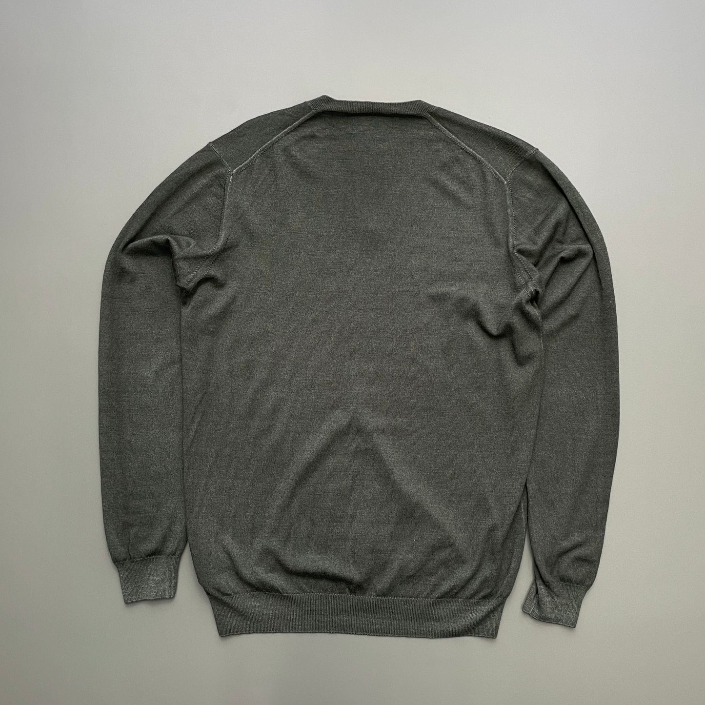 Prada Sport Forest Green 2009 Virgin Wool V-Neck Knit Jumper