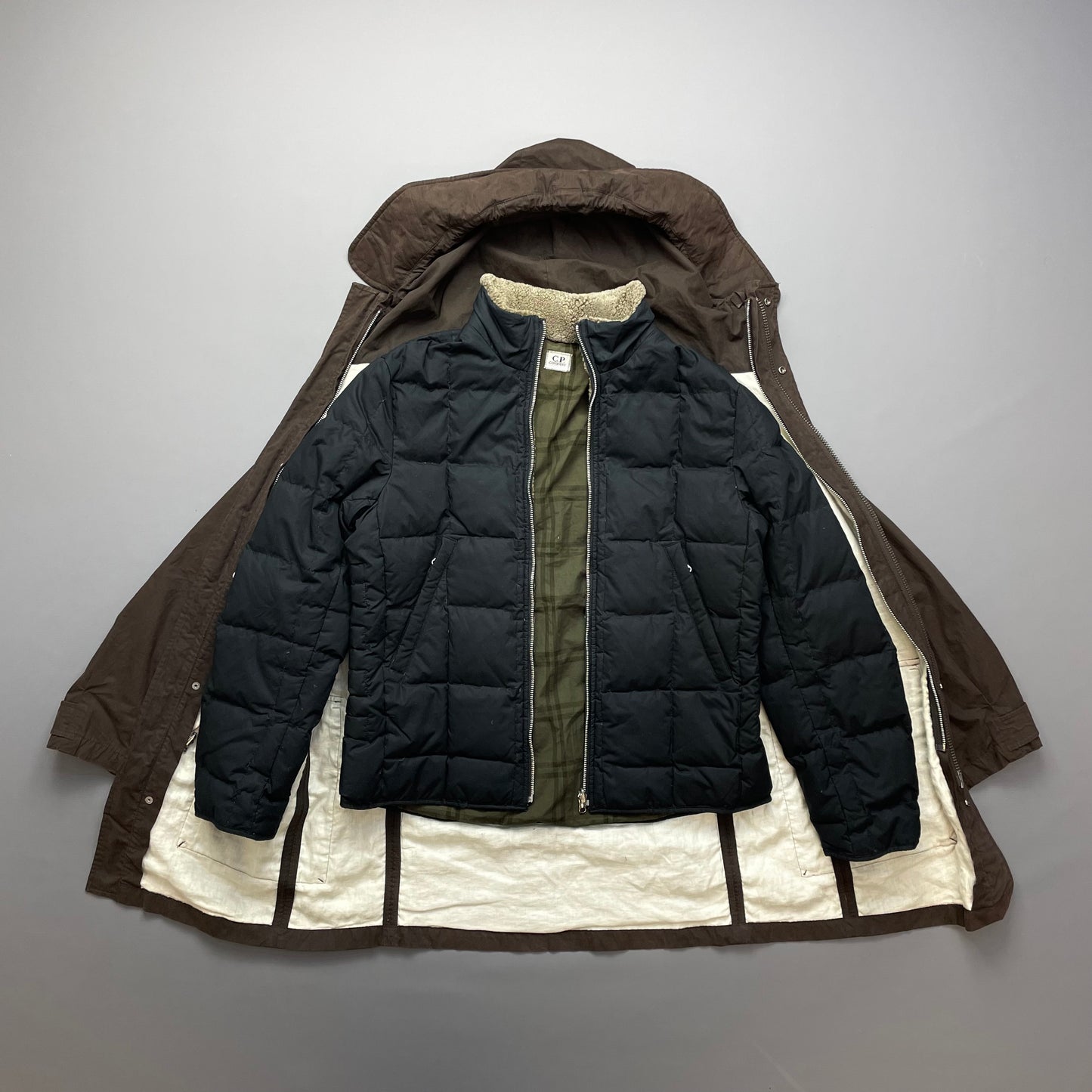 C.P. Company Brown Shearling Lined Piuma Doca Parka Coat AW05