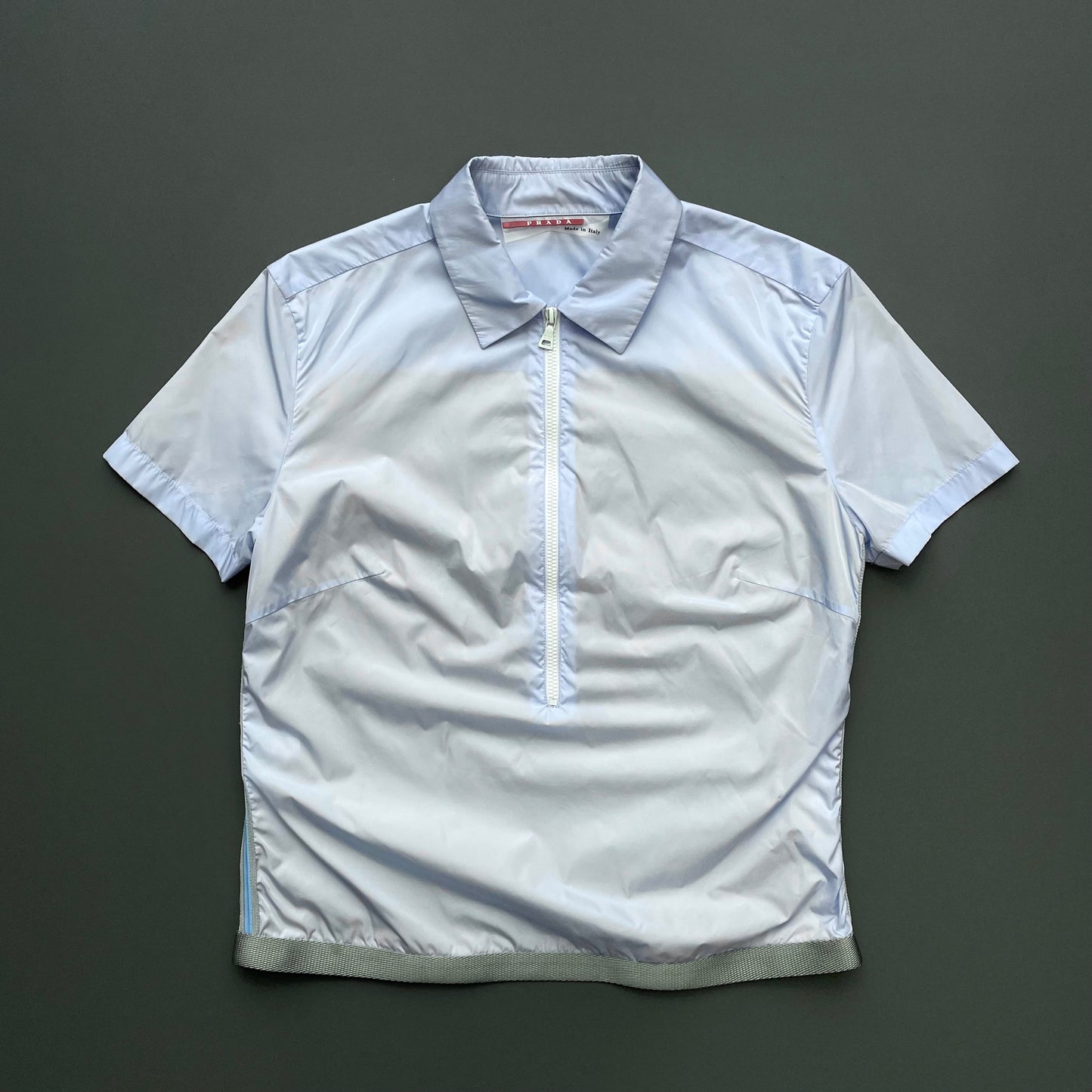 Prada Sport Womens Light Blue SS00 Gel Seam Panelled Zip Shirt