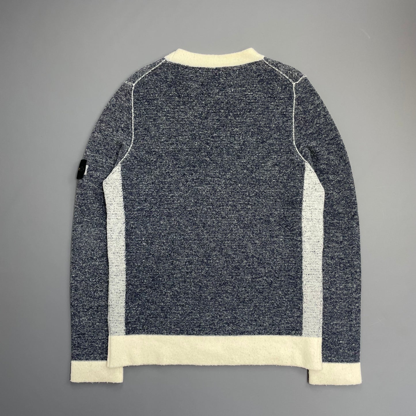 Stone Island Cream & Grey AW17 Wool Blend Tri-Tone Knit Crewneck Jumper