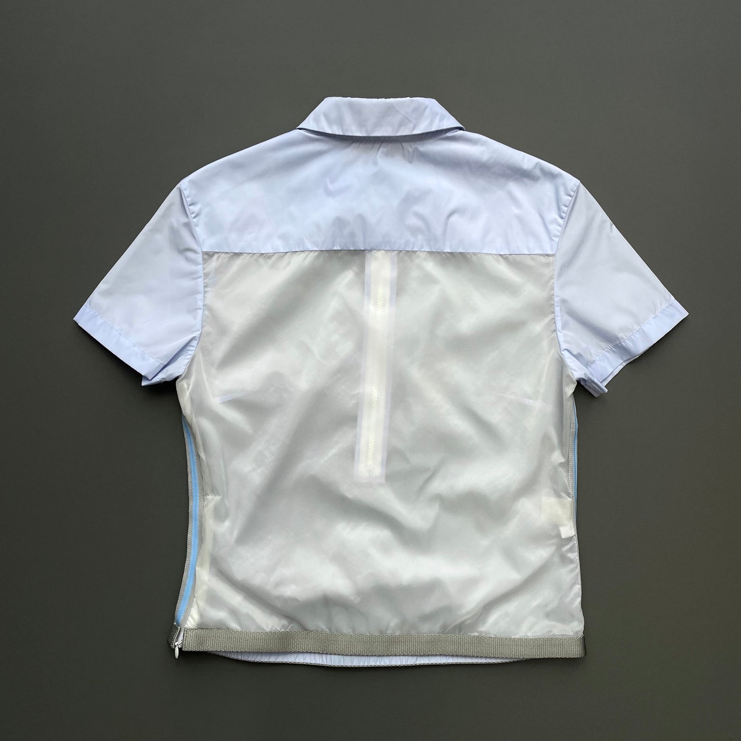 Prada Sport Womens Light Blue SS00 Gel Seam Panelled Zip Shirt