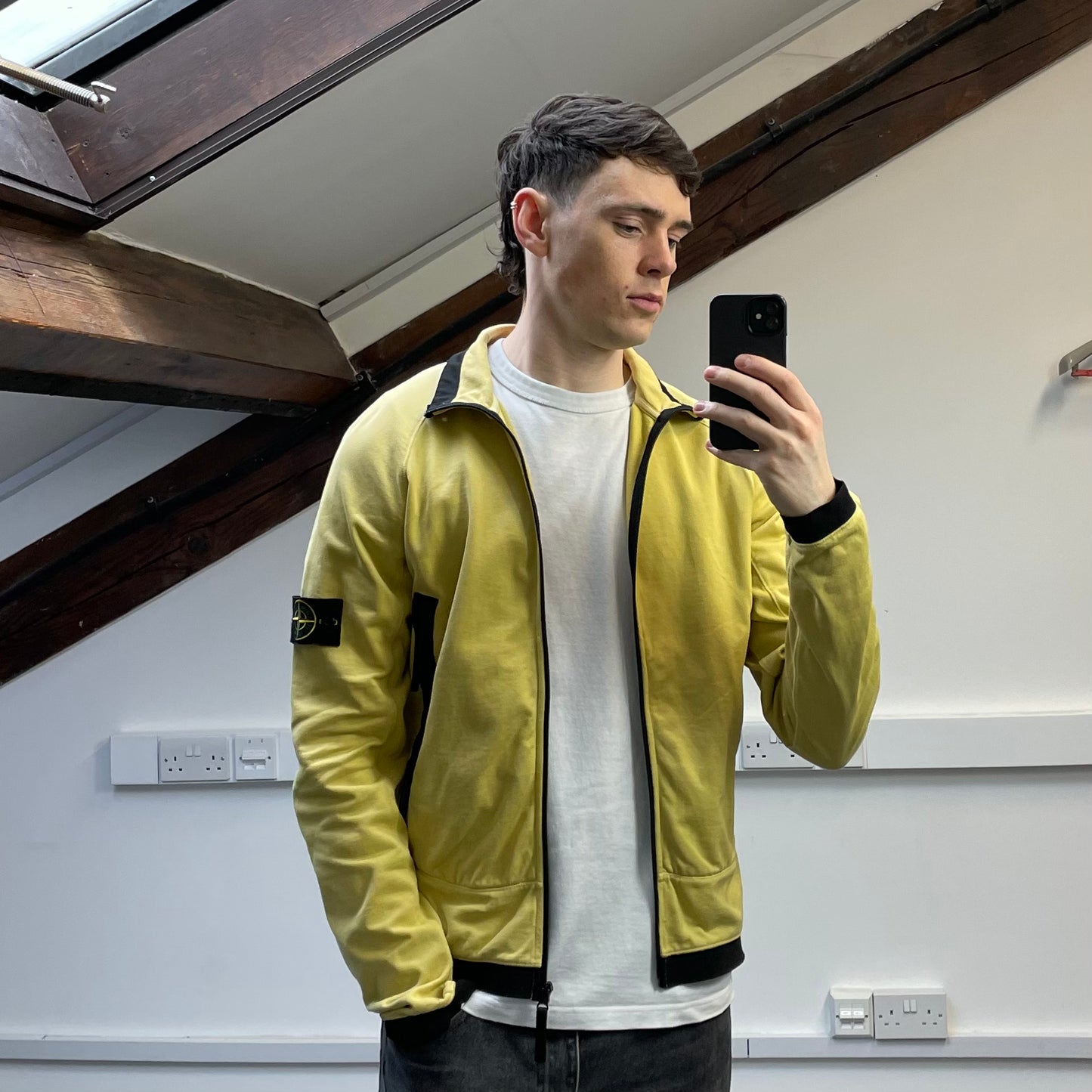 Stone Island Yellow SS10 Lightweight Cotton Technical Zip-Through Jacket