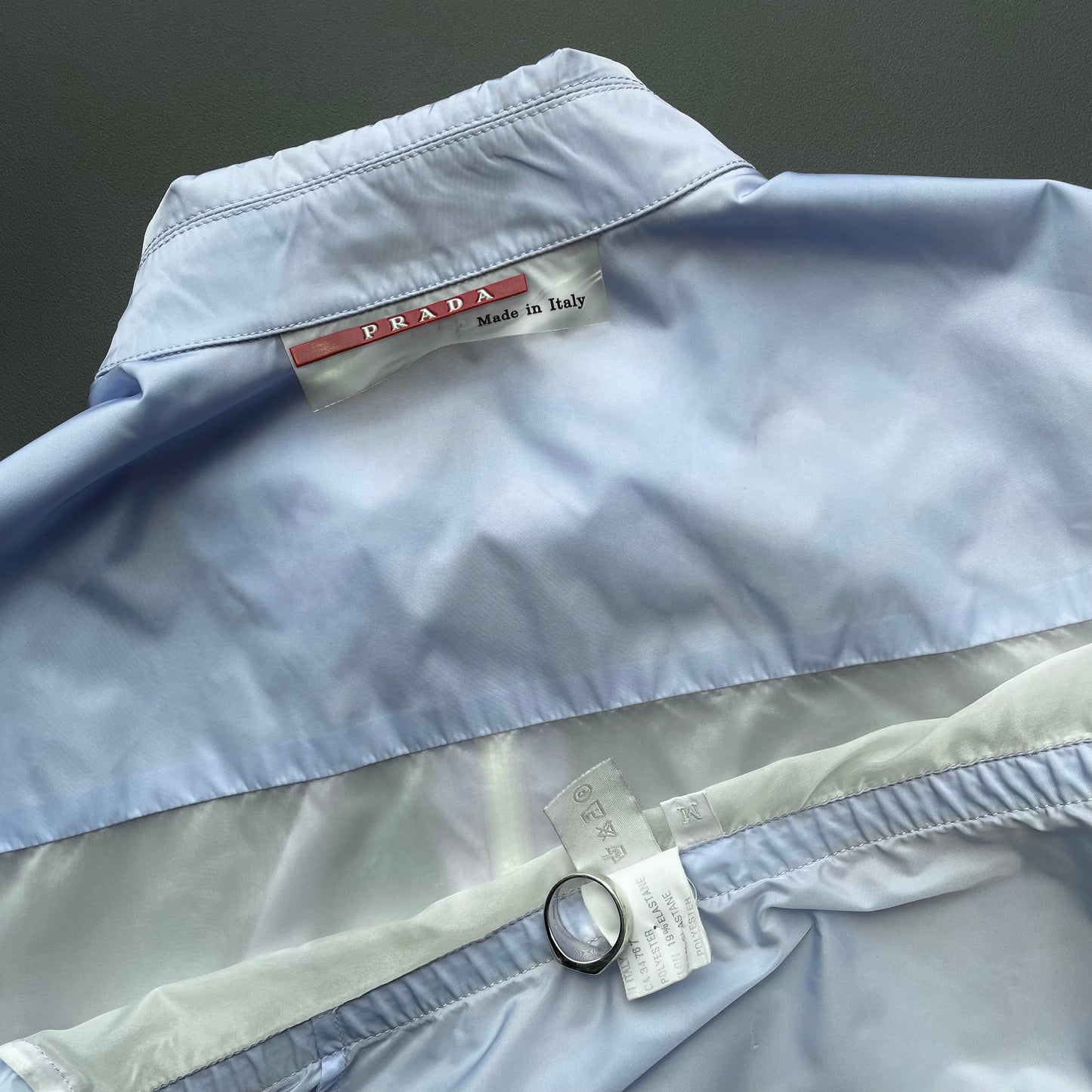 Prada Sport Womens Light Blue SS00 Gel Seam Panelled Zip Shirt