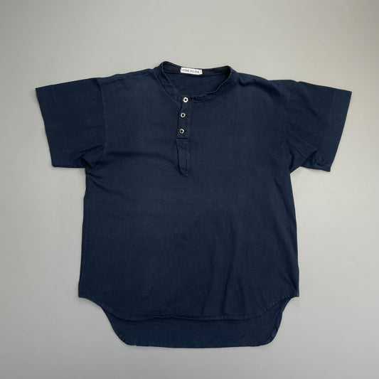 Stone Island Navy 80s Metal Button-Up Henley Tee