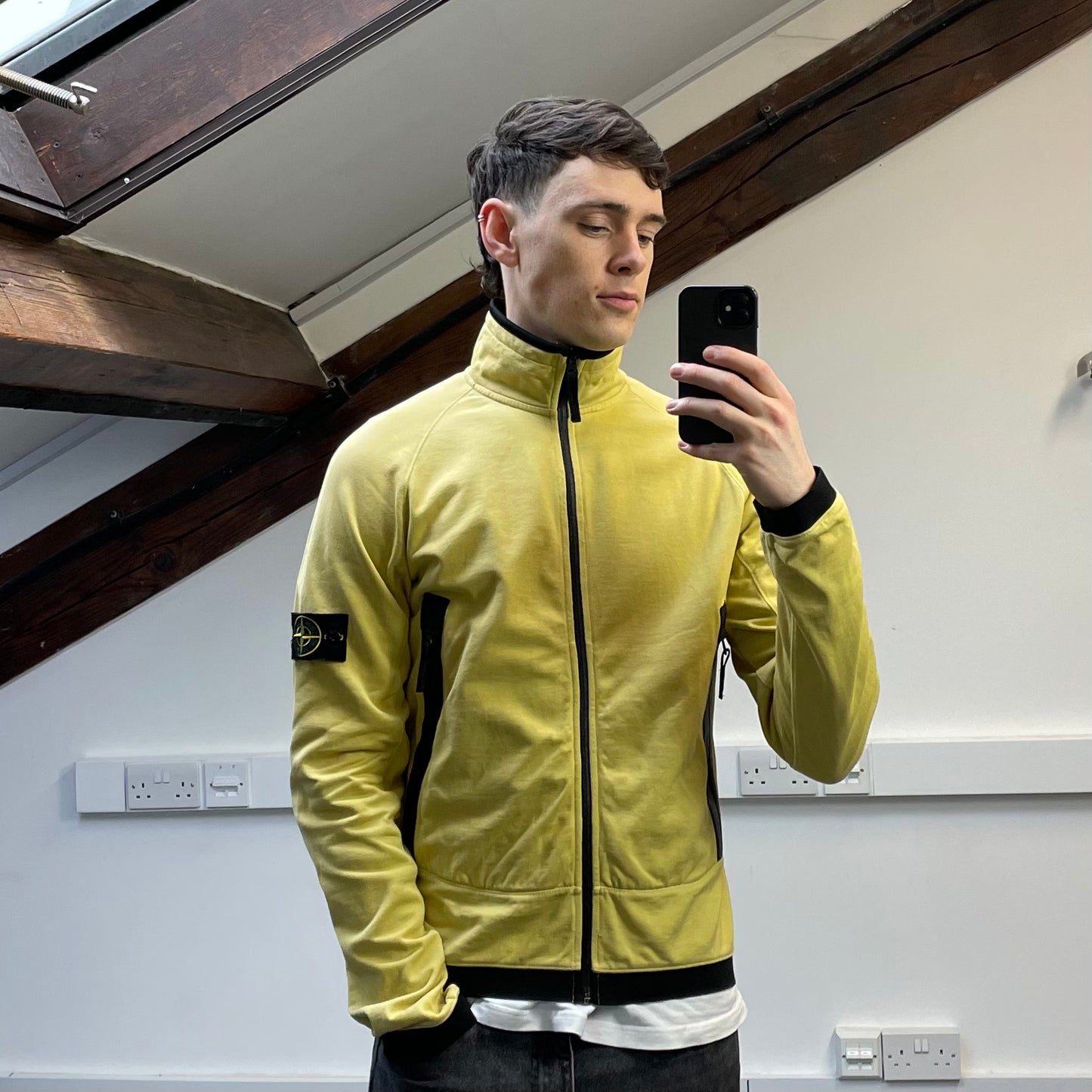 Stone Island Yellow SS10 Lightweight Cotton Technical Zip-Through Jacket