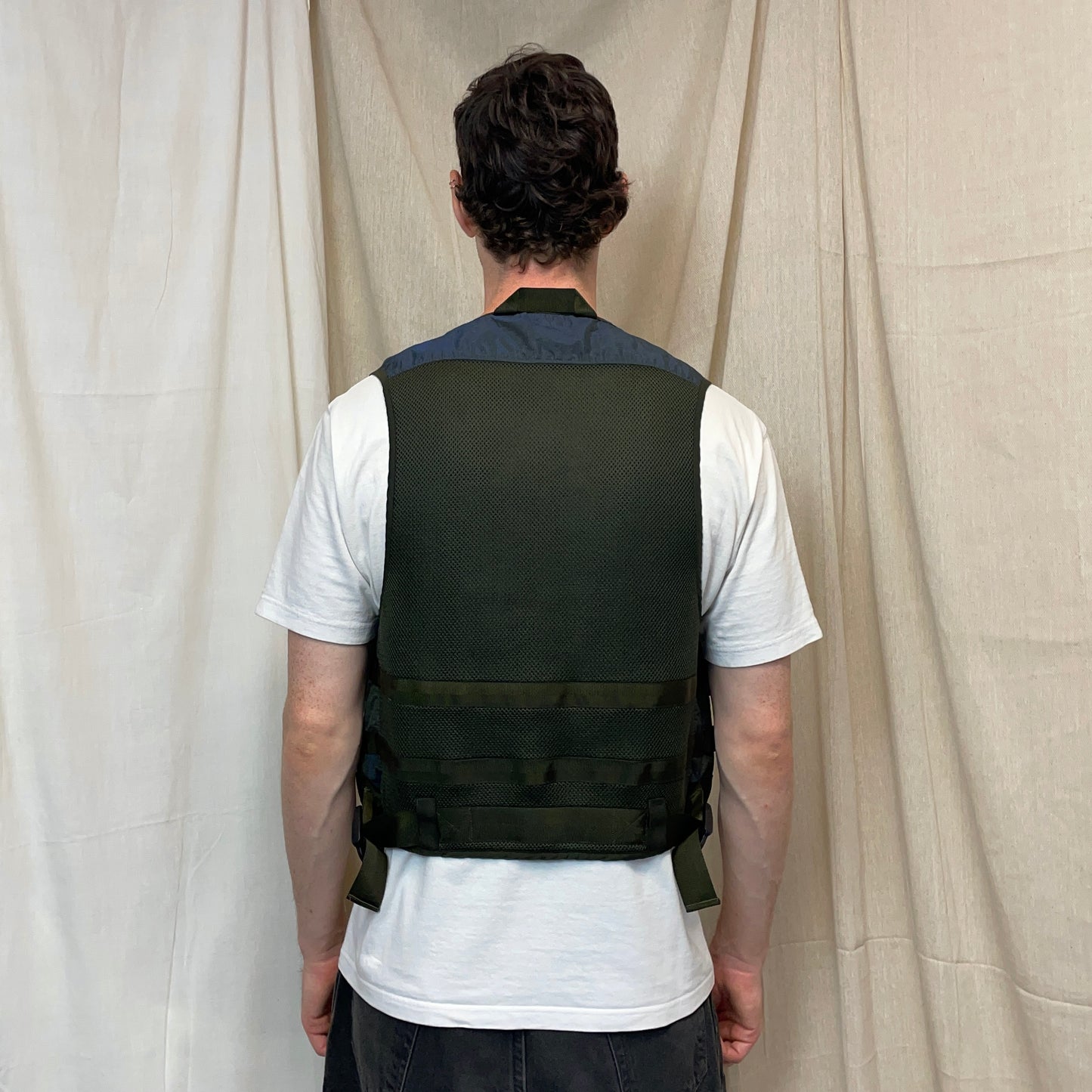 C.P. Company Khaki & Blue P.Ri.S.M Ripstop Tactical Gilet Lens Vest