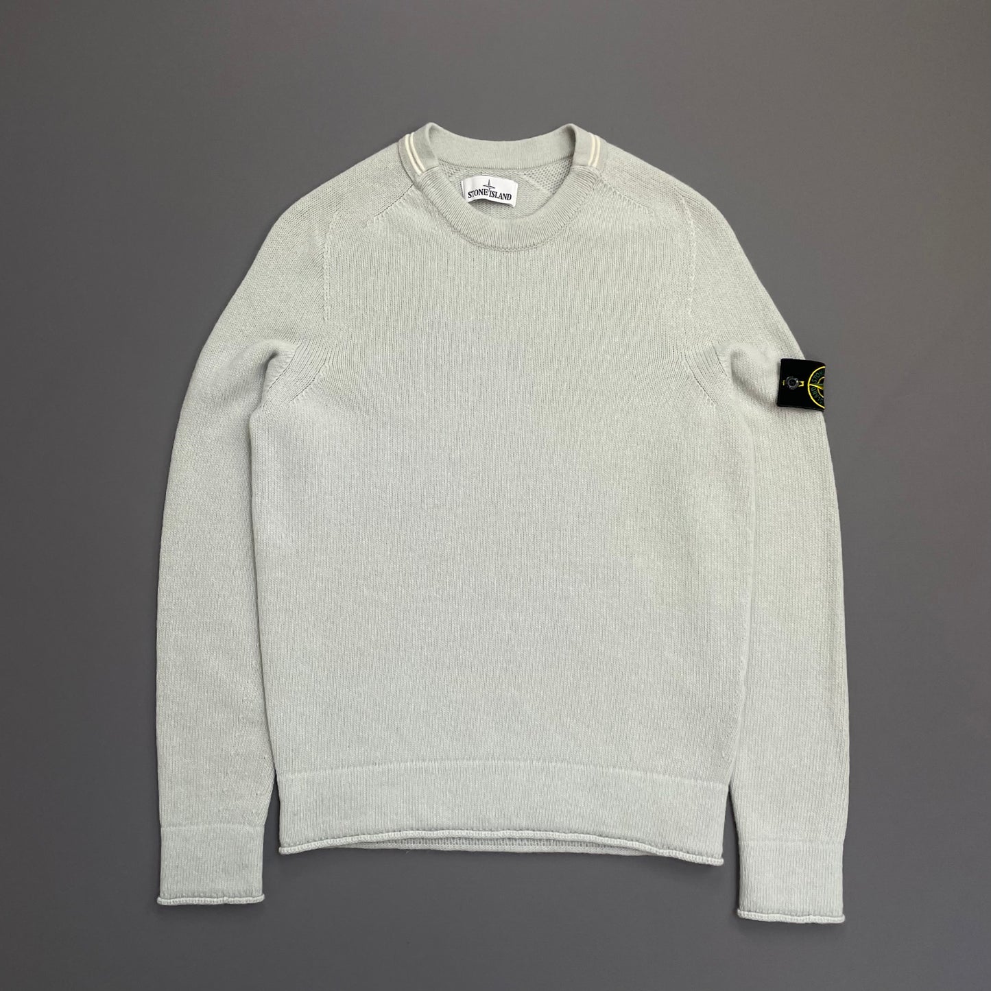 Stone Island Light Blue AW19 Midweight Soft Knit Wool Crewneck Jumper