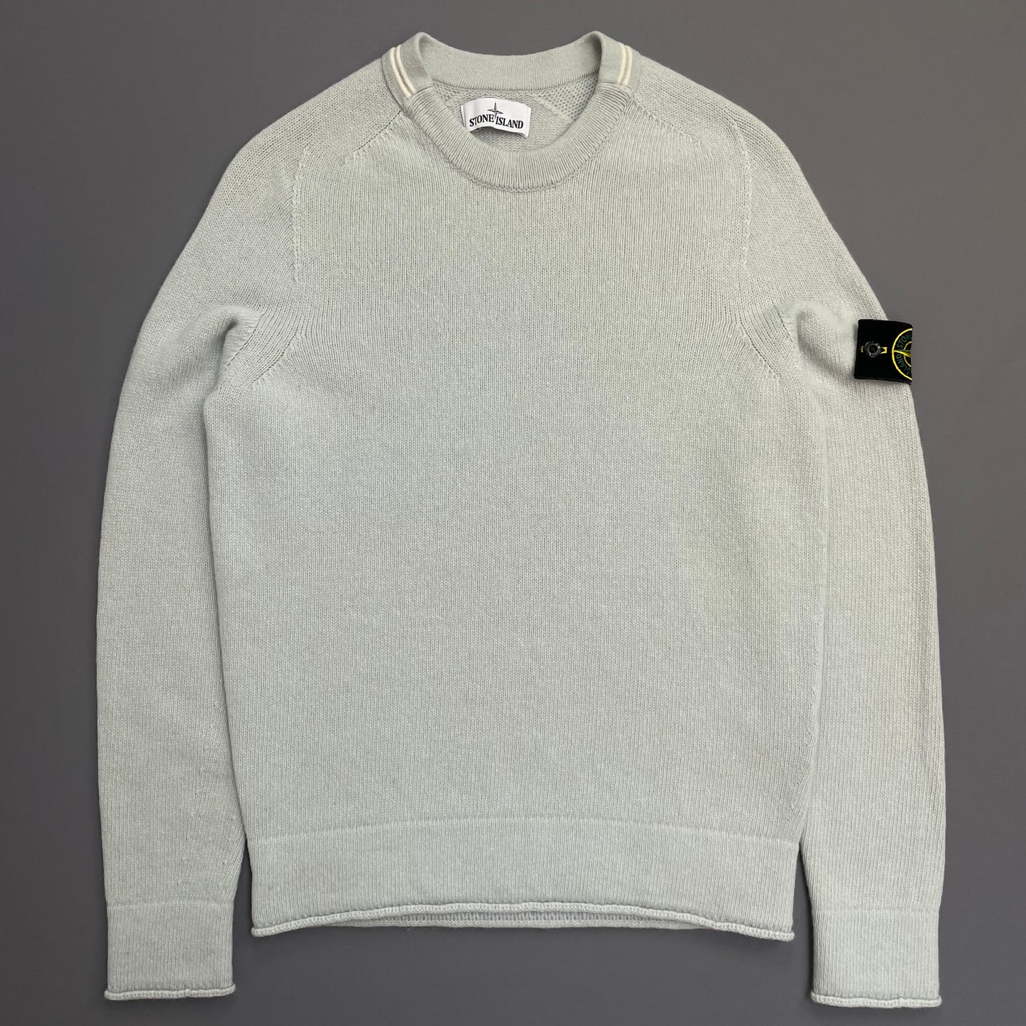 Stone Island Light Blue AW19 Midweight Soft Knit Wool Crewneck Jumper