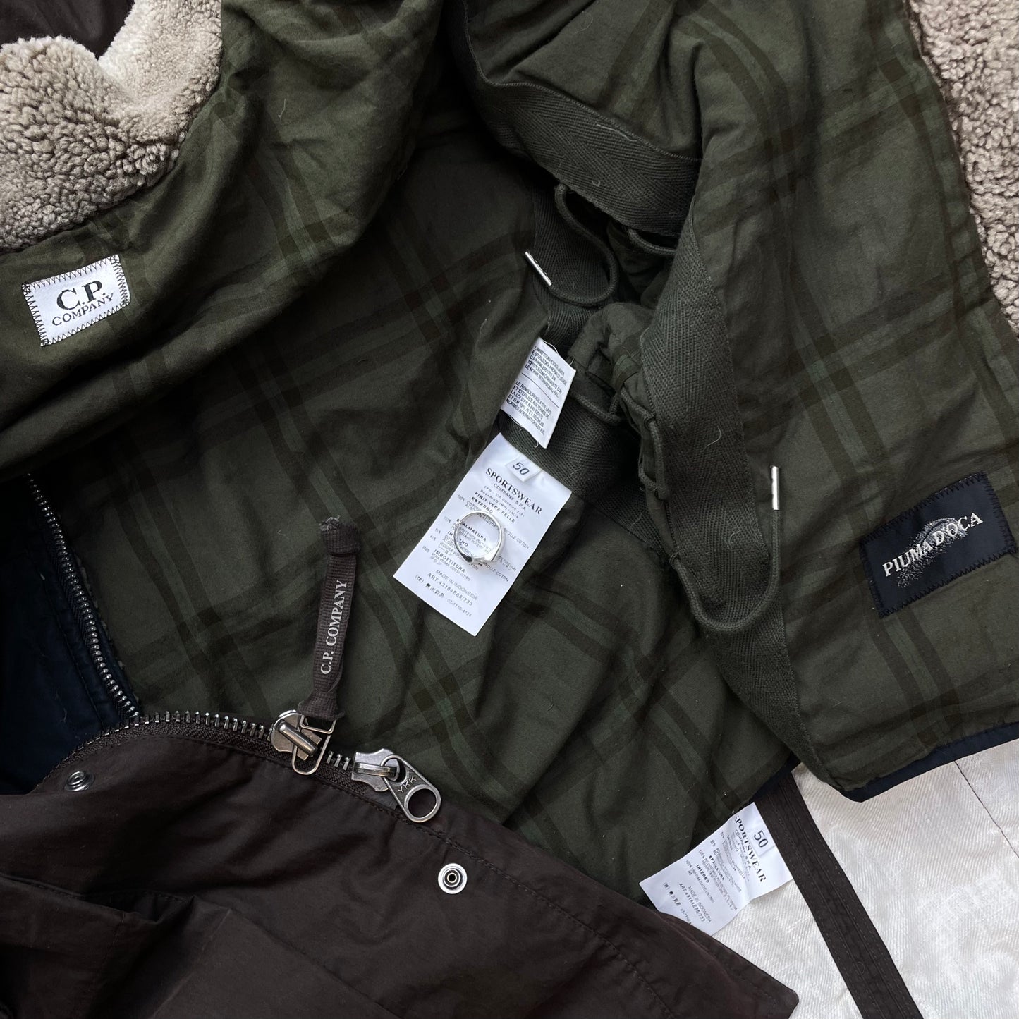 C.P. Company Brown Shearling Lined Piuma Doca Parka Coat AW05
