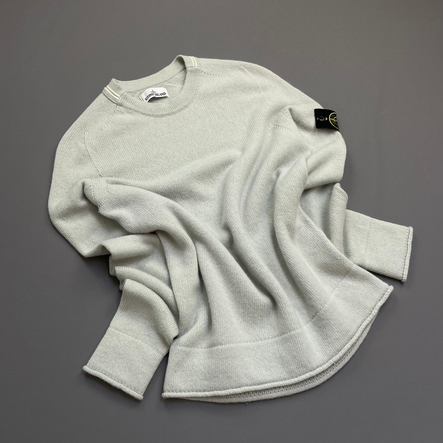 Stone Island Light Blue AW19 Midweight Soft Knit Wool Crewneck Jumper