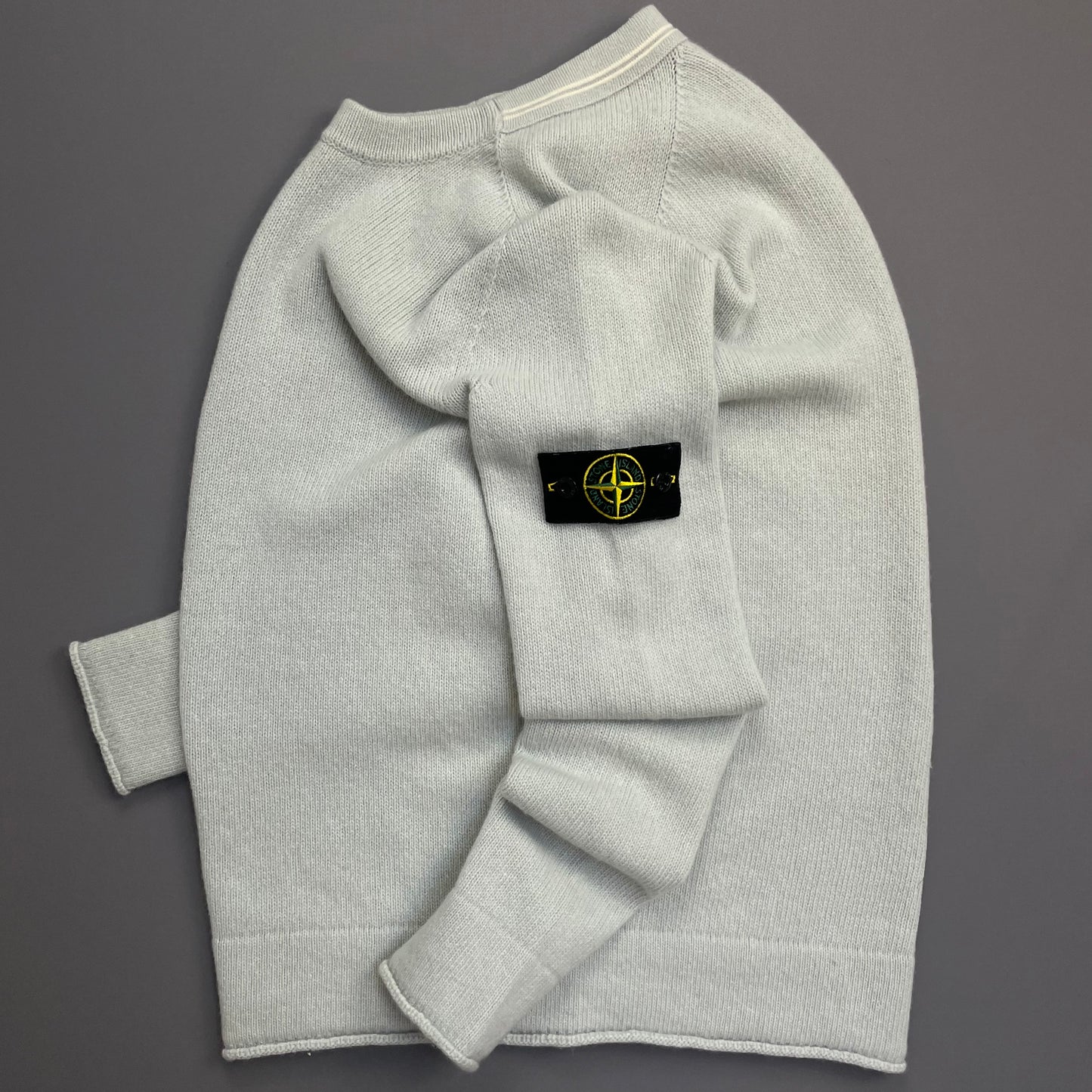 Stone Island Light Blue AW19 Midweight Soft Knit Wool Crewneck Jumper