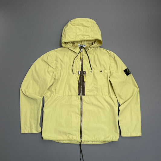 Stone Island Lime Green & Brown SS10 Coated Cotton/Nylon Hooded Windbreaker Jacket