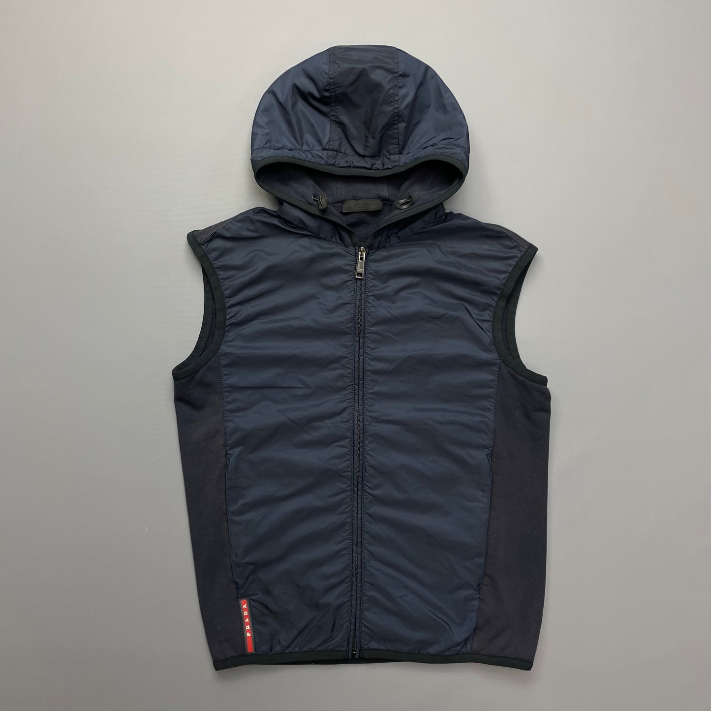 Prada Sport Navy Nylon Hooded Gilet Vest 2017