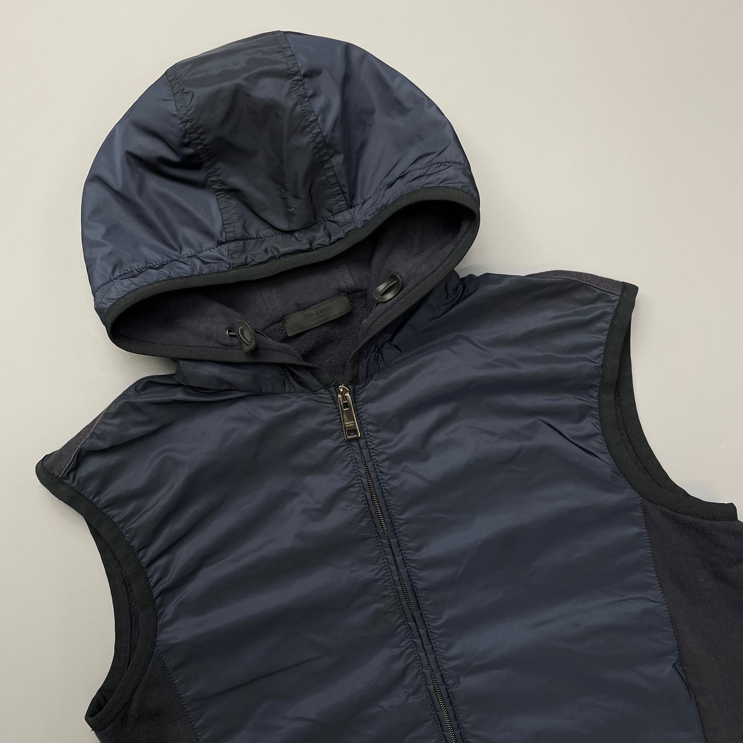 Prada Sport Navy Nylon Hooded Gilet Vest 2017