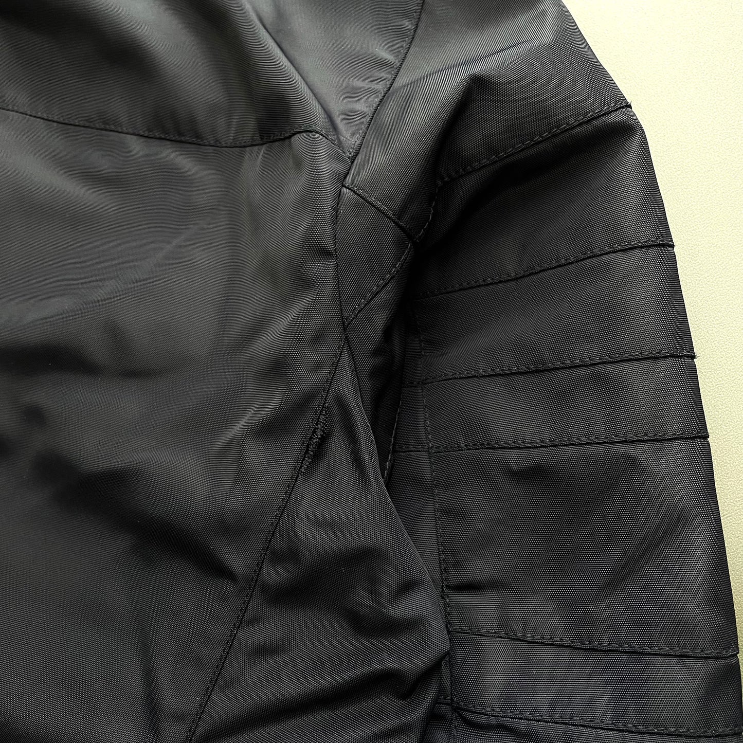 Prada Navy 2007 Leather Trim Biker Jacket