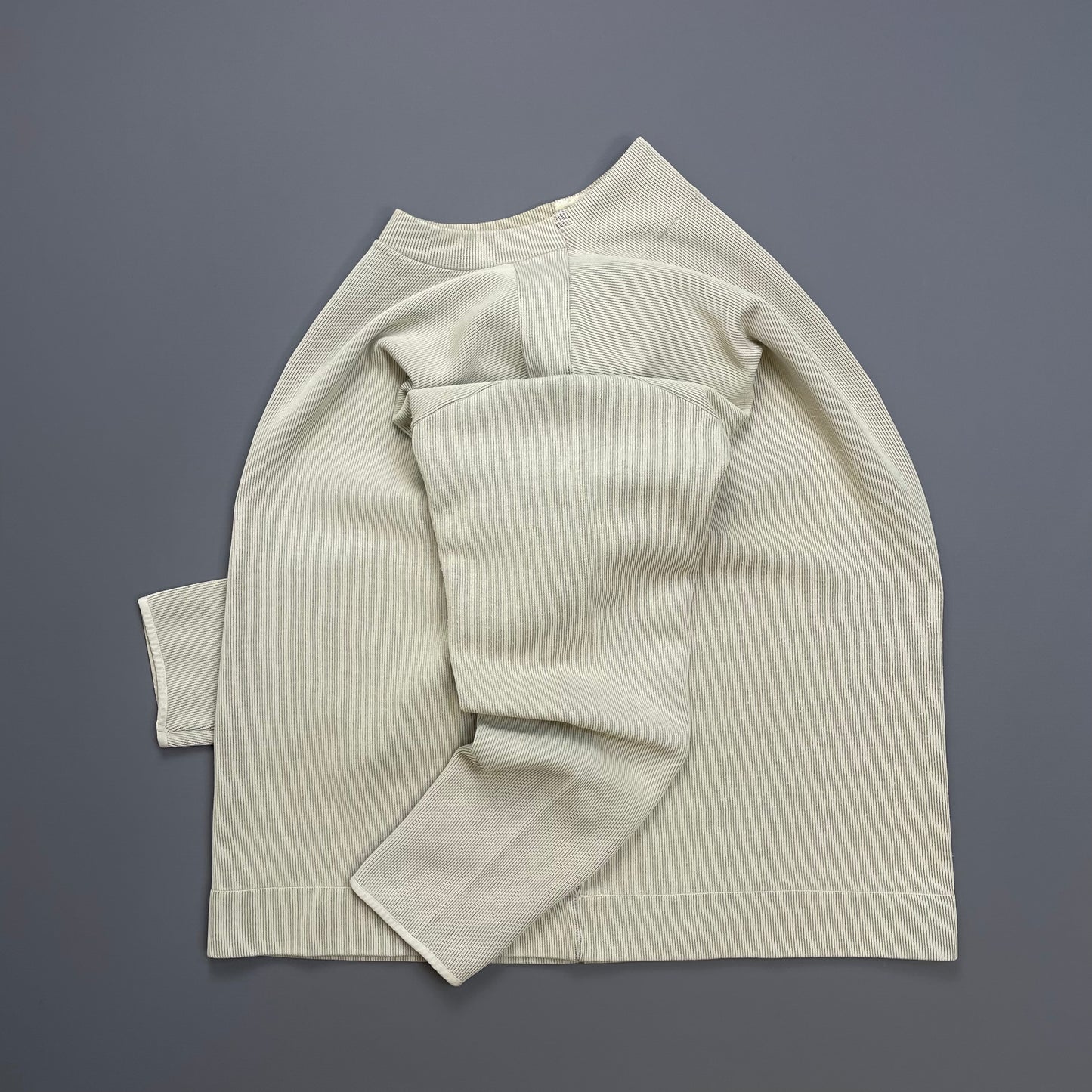Stone Island Beige SS98 Ribbed Cotton Blend Technical Jumper