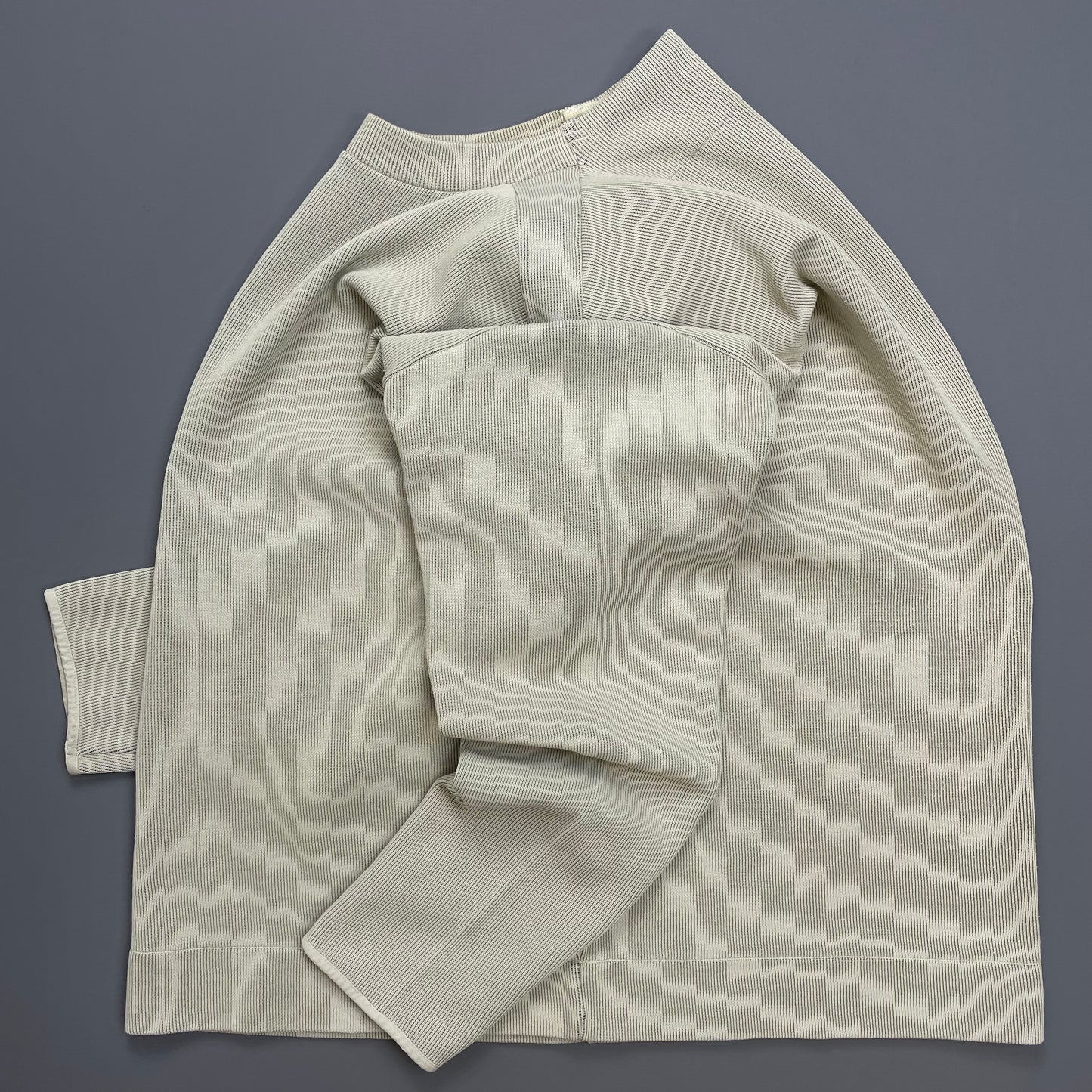 Stone Island Beige SS98 Ribbed Cotton Blend Technical Jumper