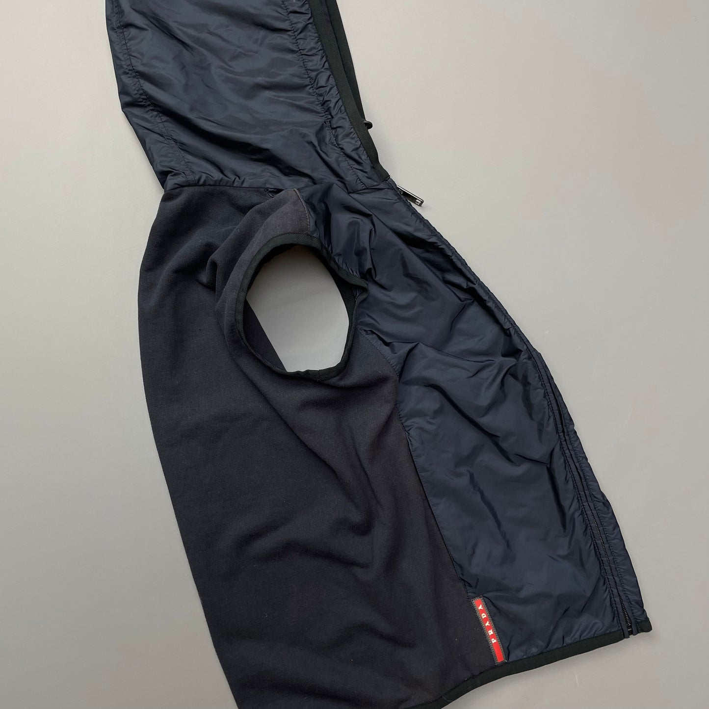 Prada Sport Navy Nylon Hooded Gilet Vest 2017