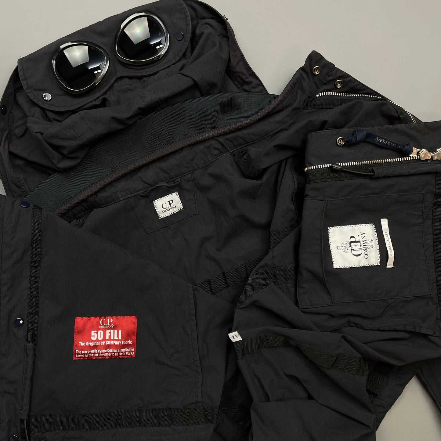 C.P. Company Black 50 Fili Detachable Hood Goggle Jacket