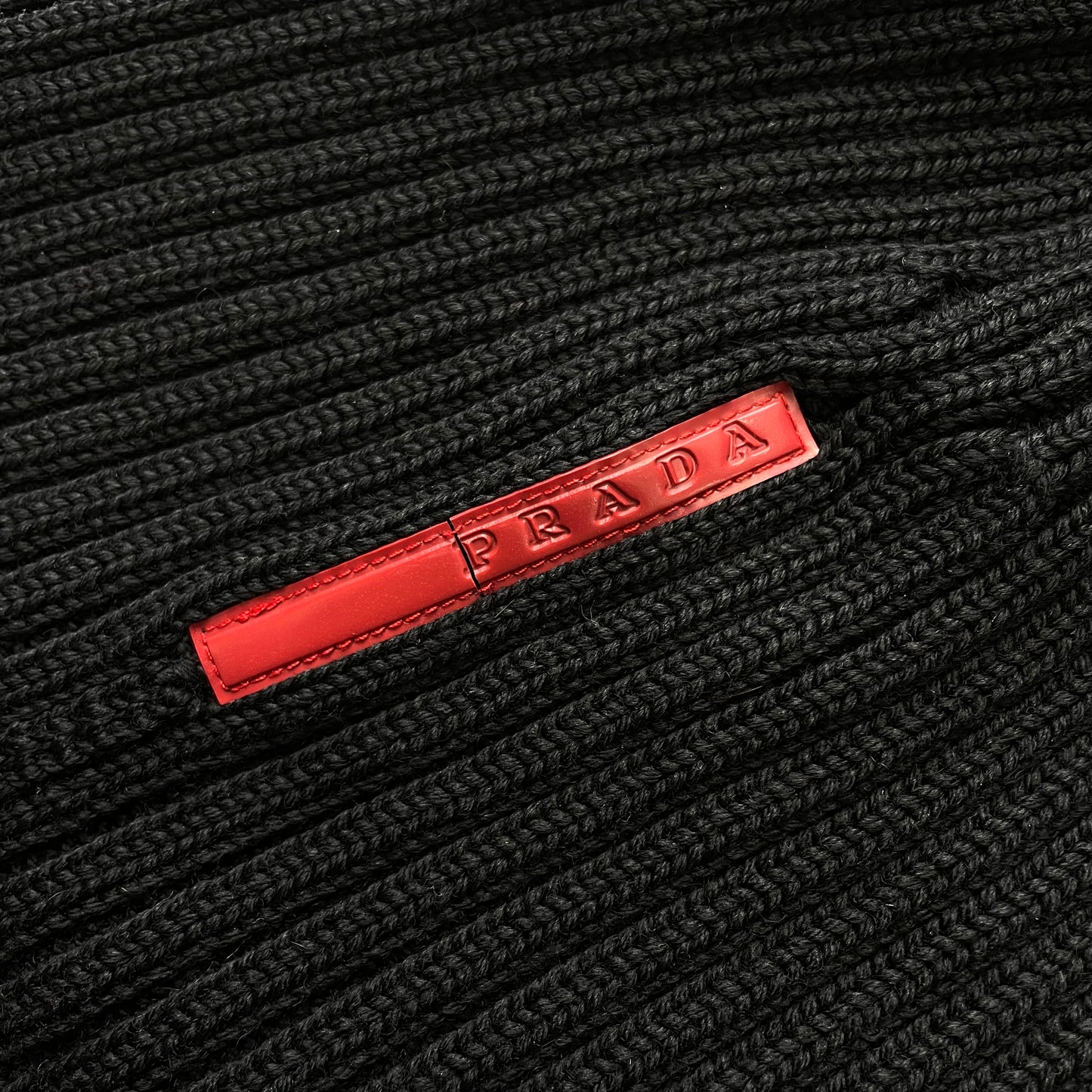 Prada Sport Black 00s Wool Ribbed Beanie