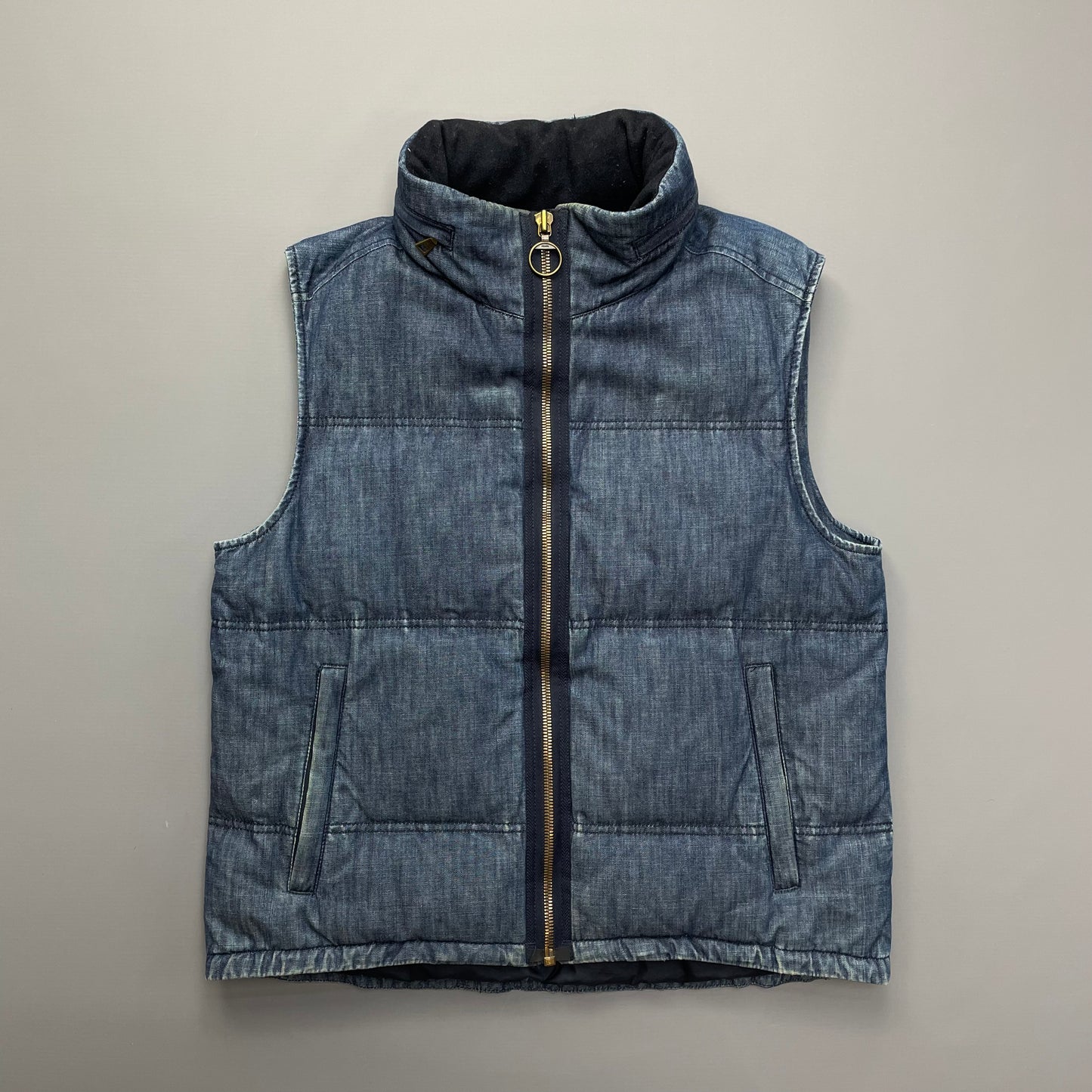 Prada Sport Blue Denim Down-Padded Gilet w/ Concealed Hood