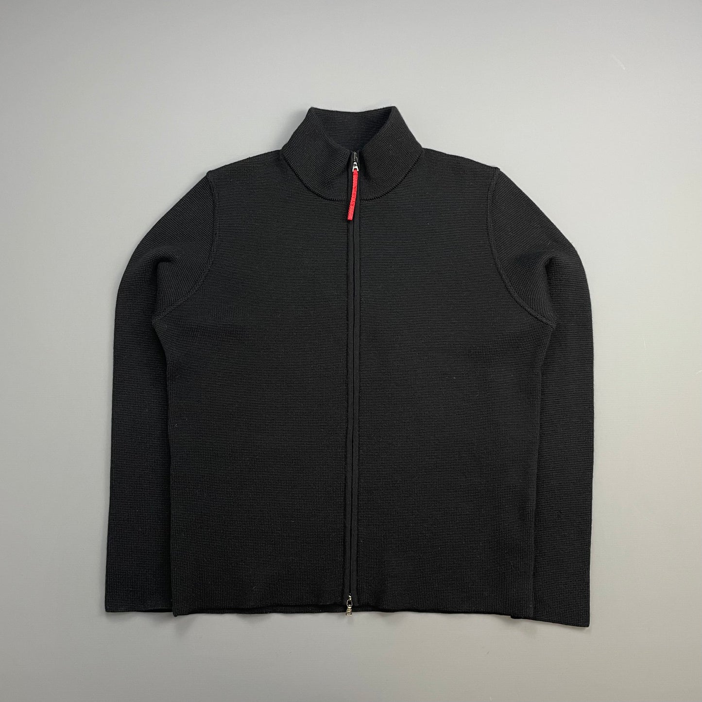Prada Sport Black 00s Heavy Wool Knit Cardigan Jacket