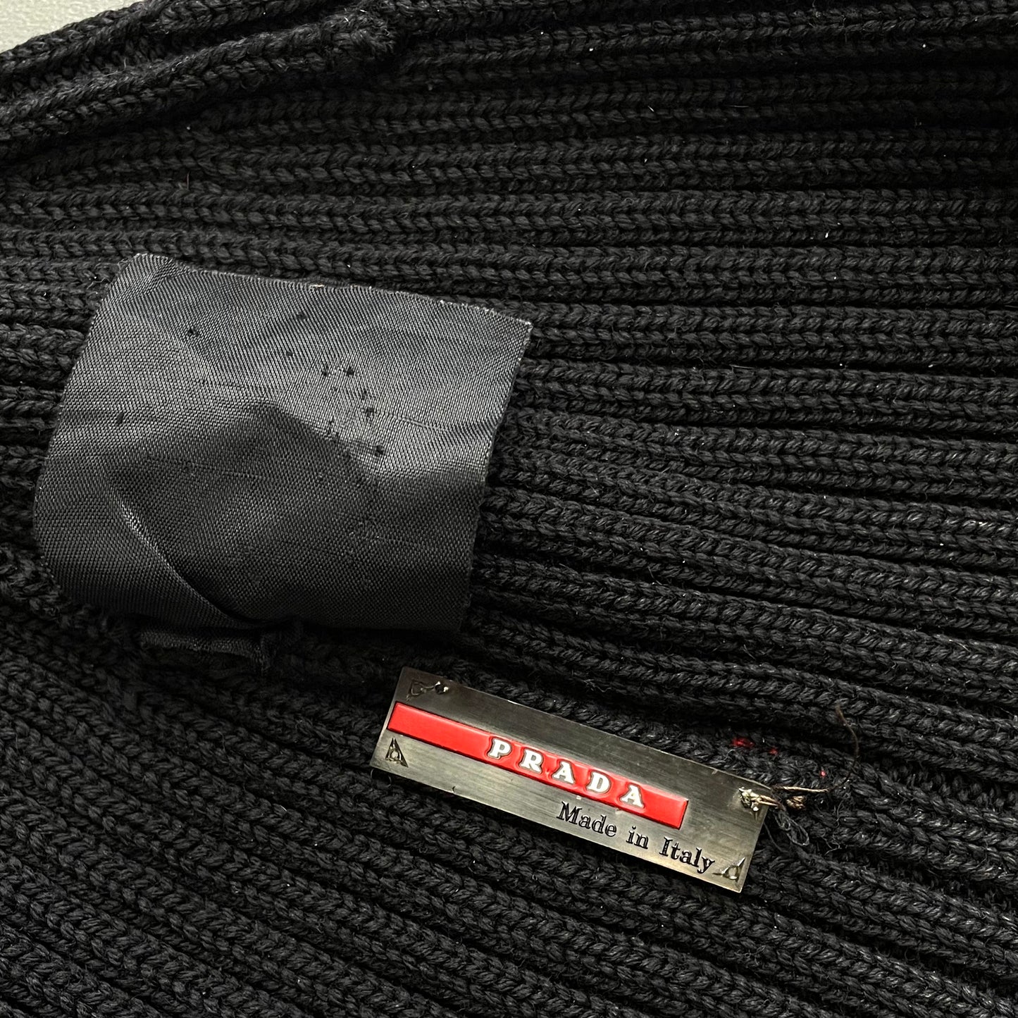 Prada Sport Black 00s Wool Ribbed Beanie