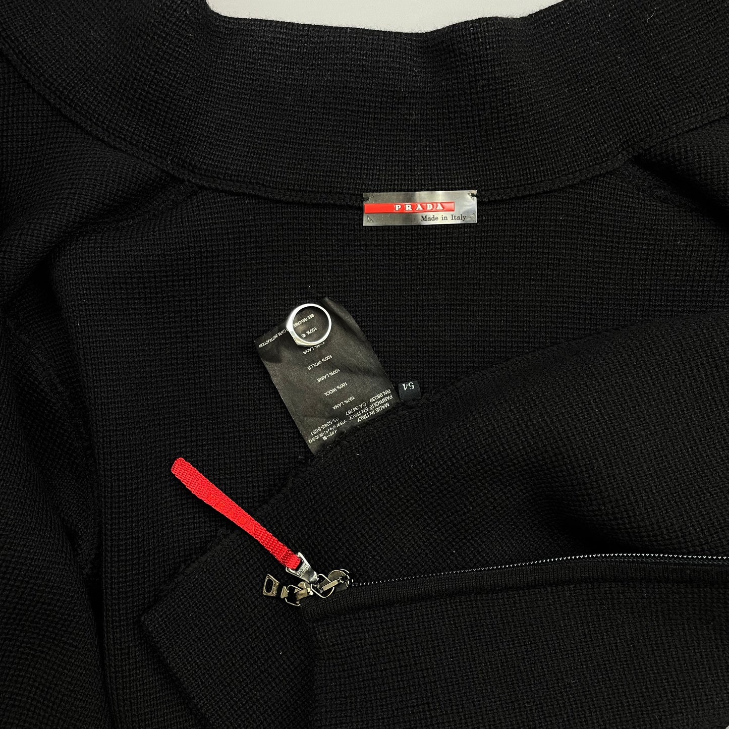 Prada Sport Black 00s Heavy Wool Knit Cardigan Jacket