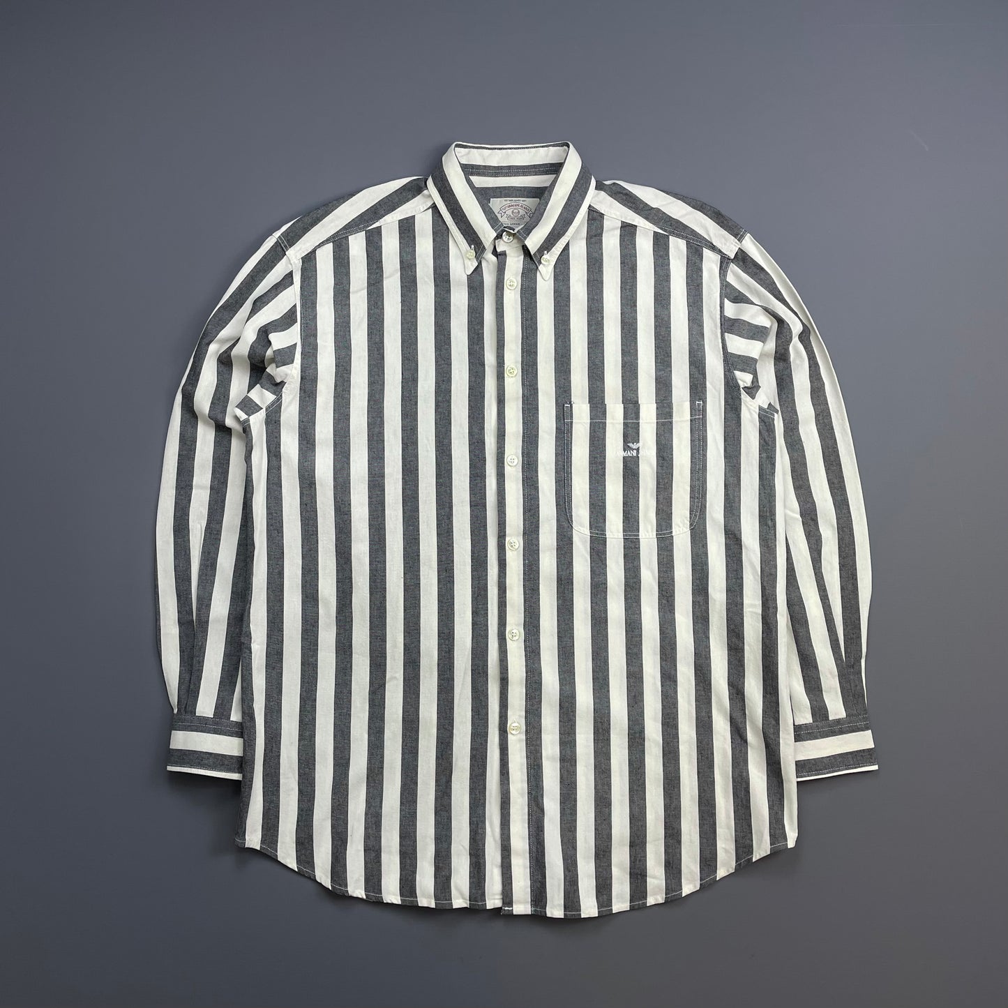 Armani Jeans Dark Grey & White 90s Striped Shirt