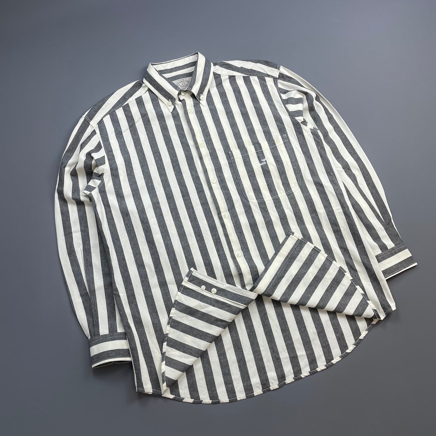 Armani Jeans Dark Grey & White 90s Striped Shirt