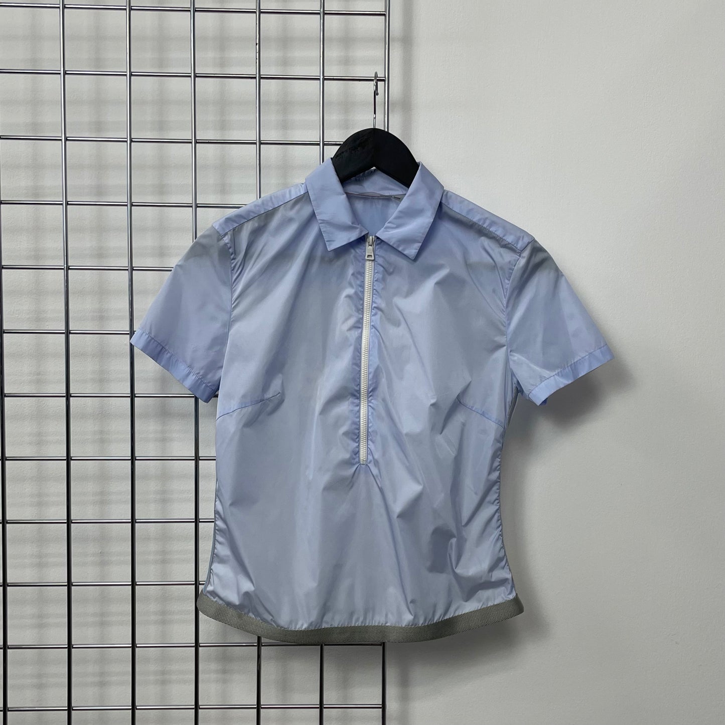 Prada Sport Womens Light Blue SS00 Gel Seam Panelled Zip Shirt