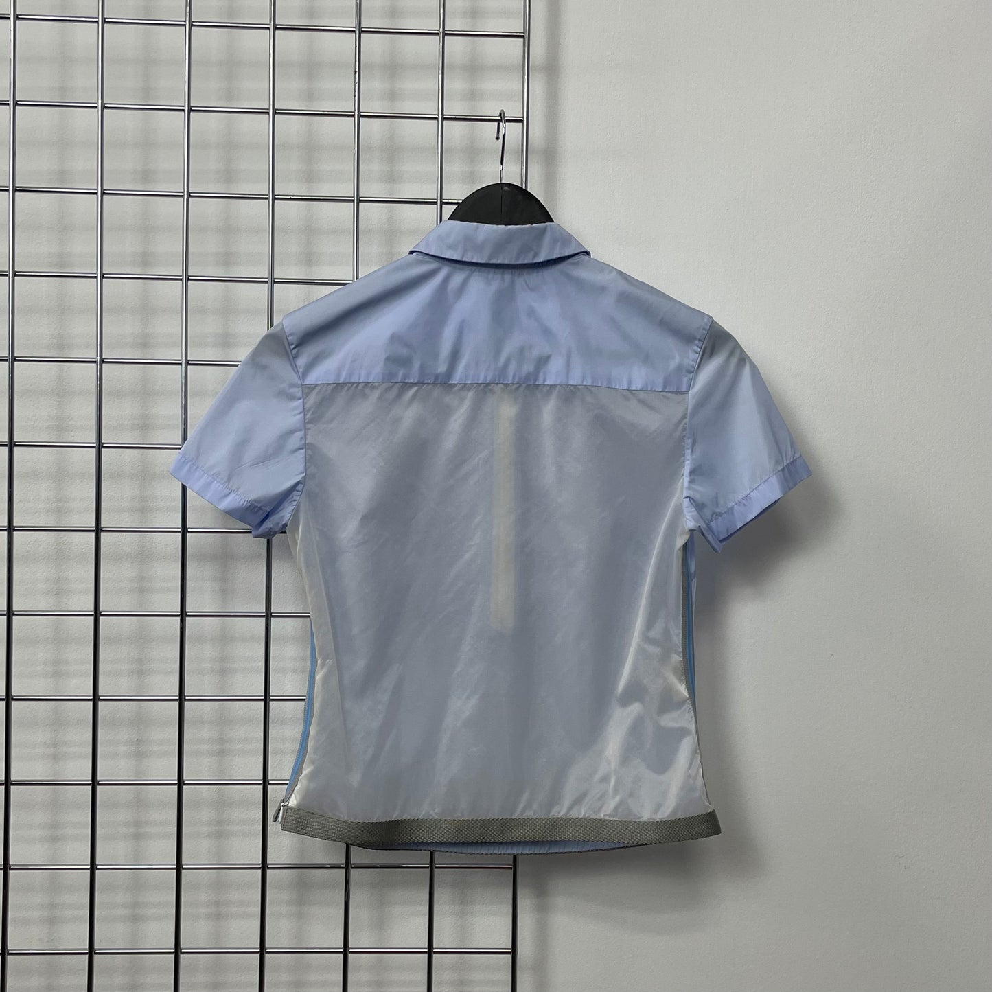 Prada Sport Womens Light Blue SS00 Gel Seam Panelled Zip Shirt