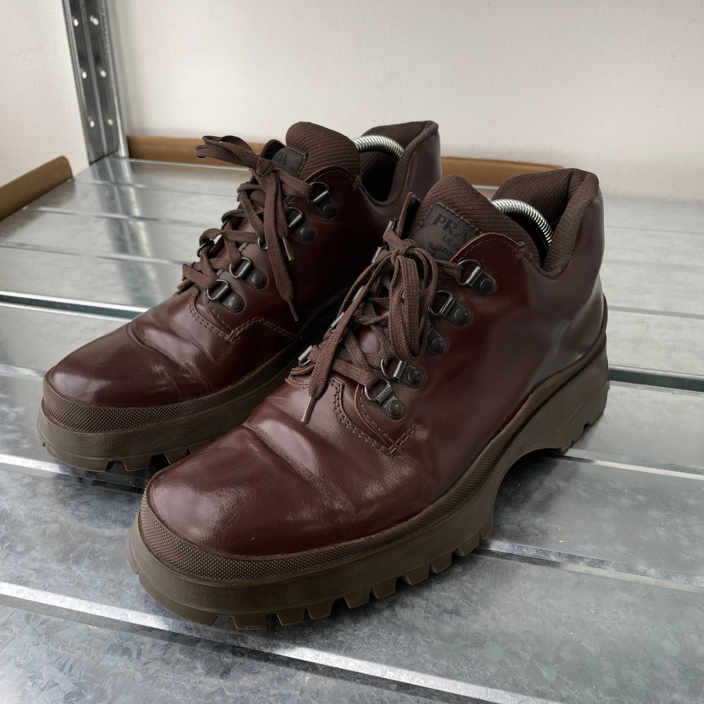 Prada Brown FW98 Leather Vibram Sole Hiking Boot
