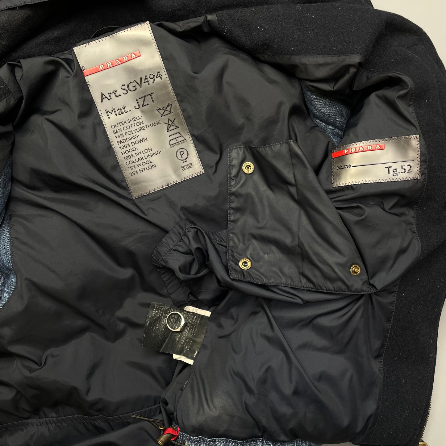 Prada Sport Blue Denim Down-Padded Gilet w/ Concealed Hood