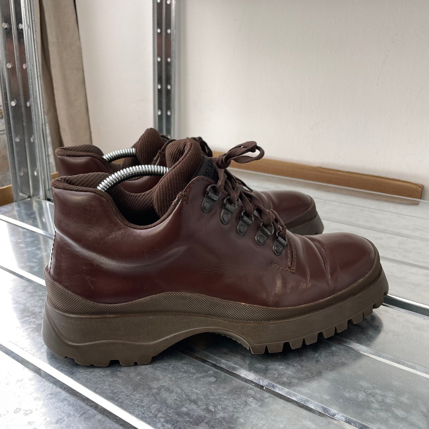 Prada Brown FW98 Leather Vibram Sole Hiking Boot